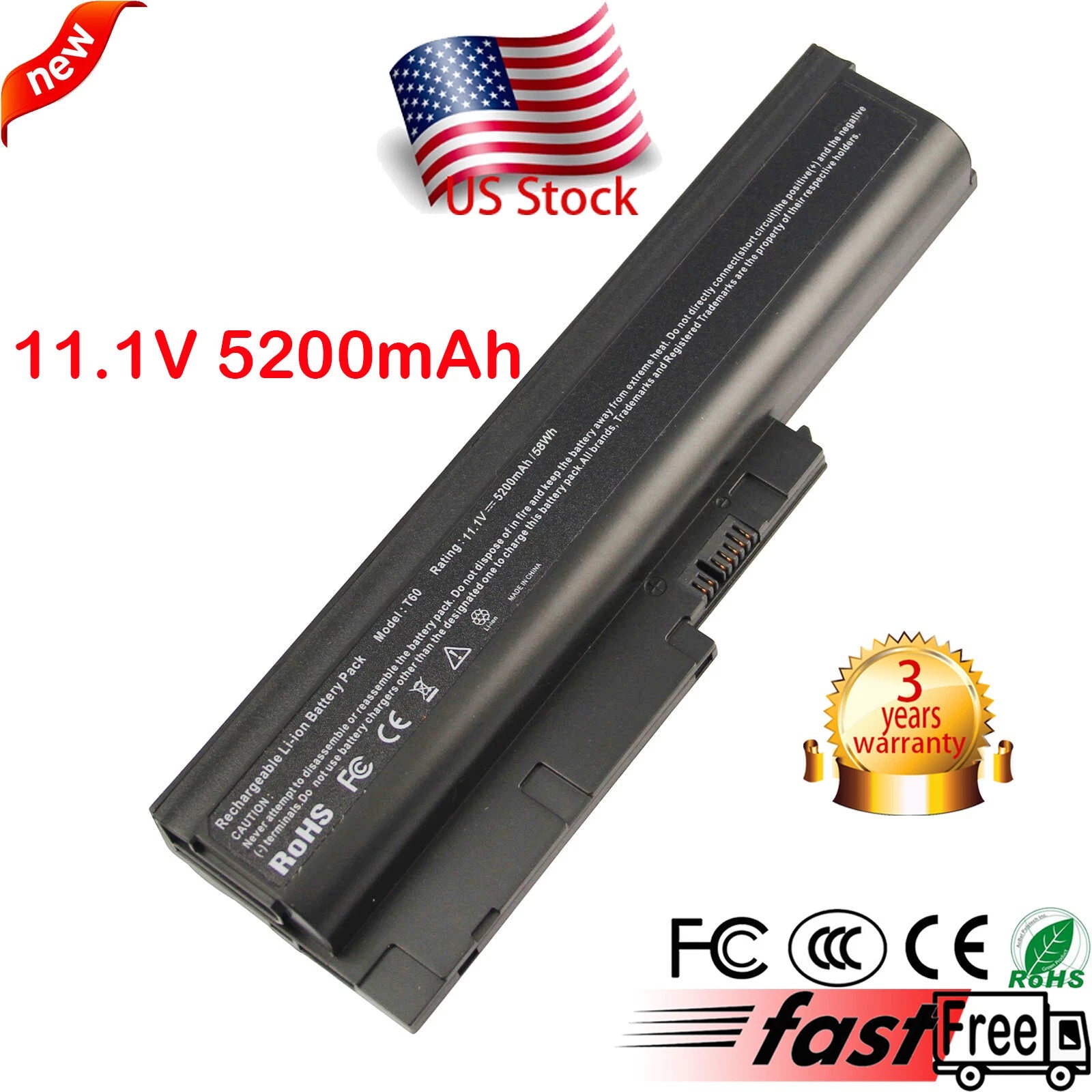 Battery For LENOVO IBM ThinkPad SL300 W500 T60p T500 T61p ASM 92P1138 92P1140