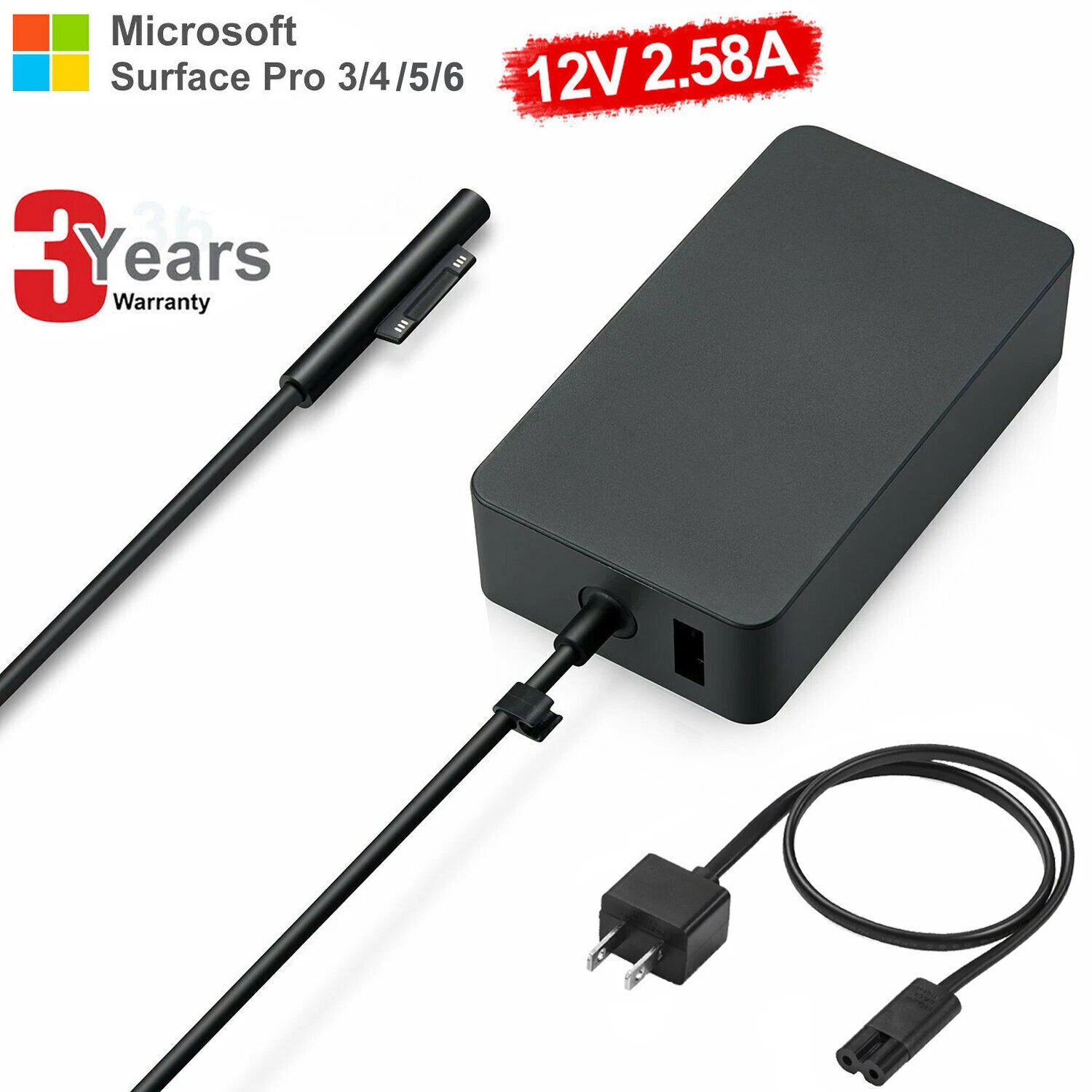 12V 2.58A AC Adapter Charger For Microsoft Surface Pro 3/4 36W Model 1625