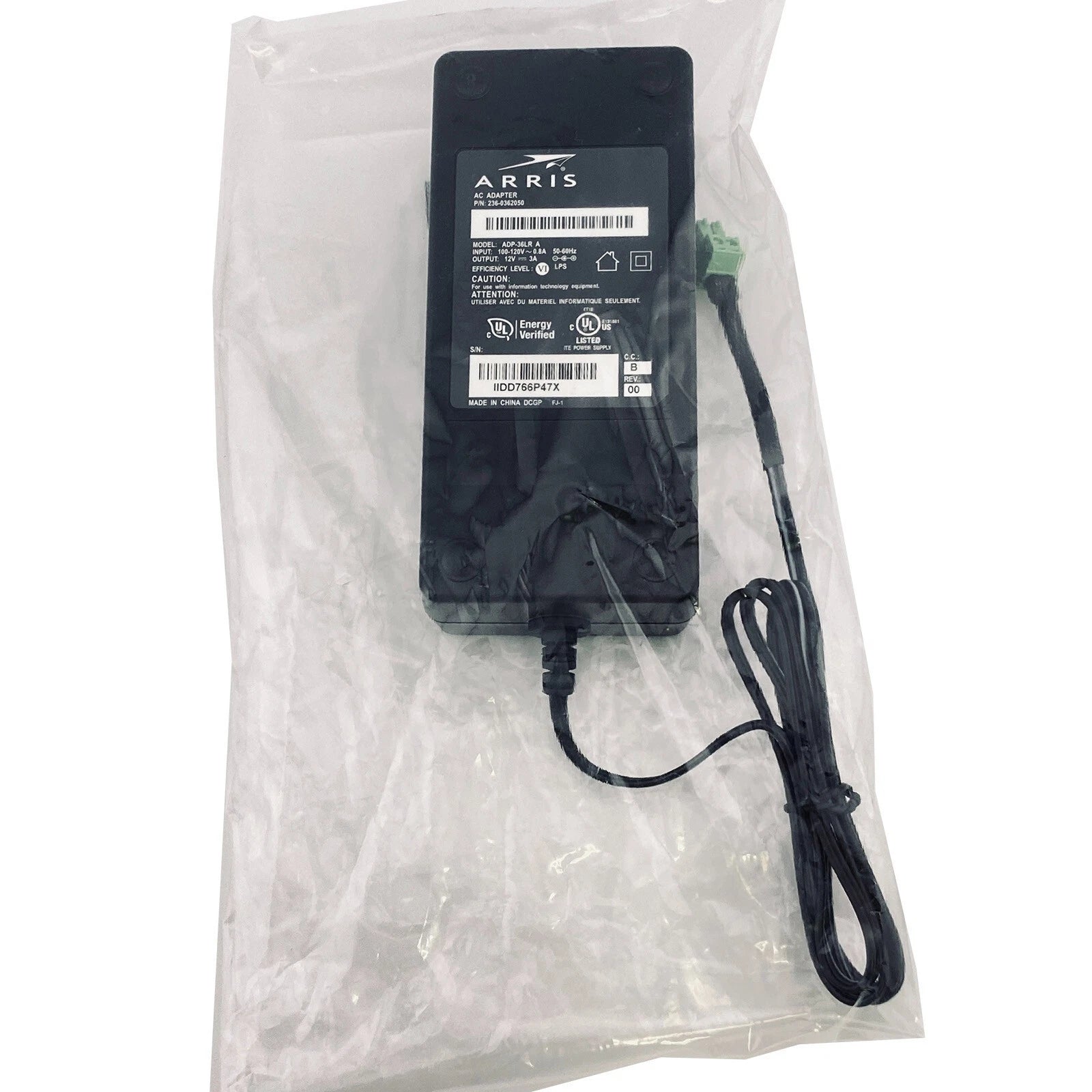 NEW Genuine Arris APD-36LR 236-0362050 AC Adapter 12V 3A - 2 Pin Terminal Block