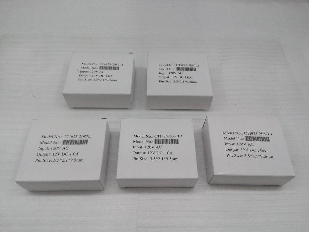 Lot of 5 Power Adapter CTI #25-2087L1 12V DC 1.0A 5.5*2.1*9.5mm PIN