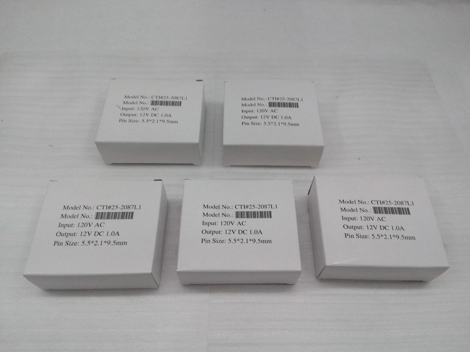 Lot of 5 Power Adapter CTI #25-2087L1 12V DC 1.0A 5.5*2.1*9.5mm PIN