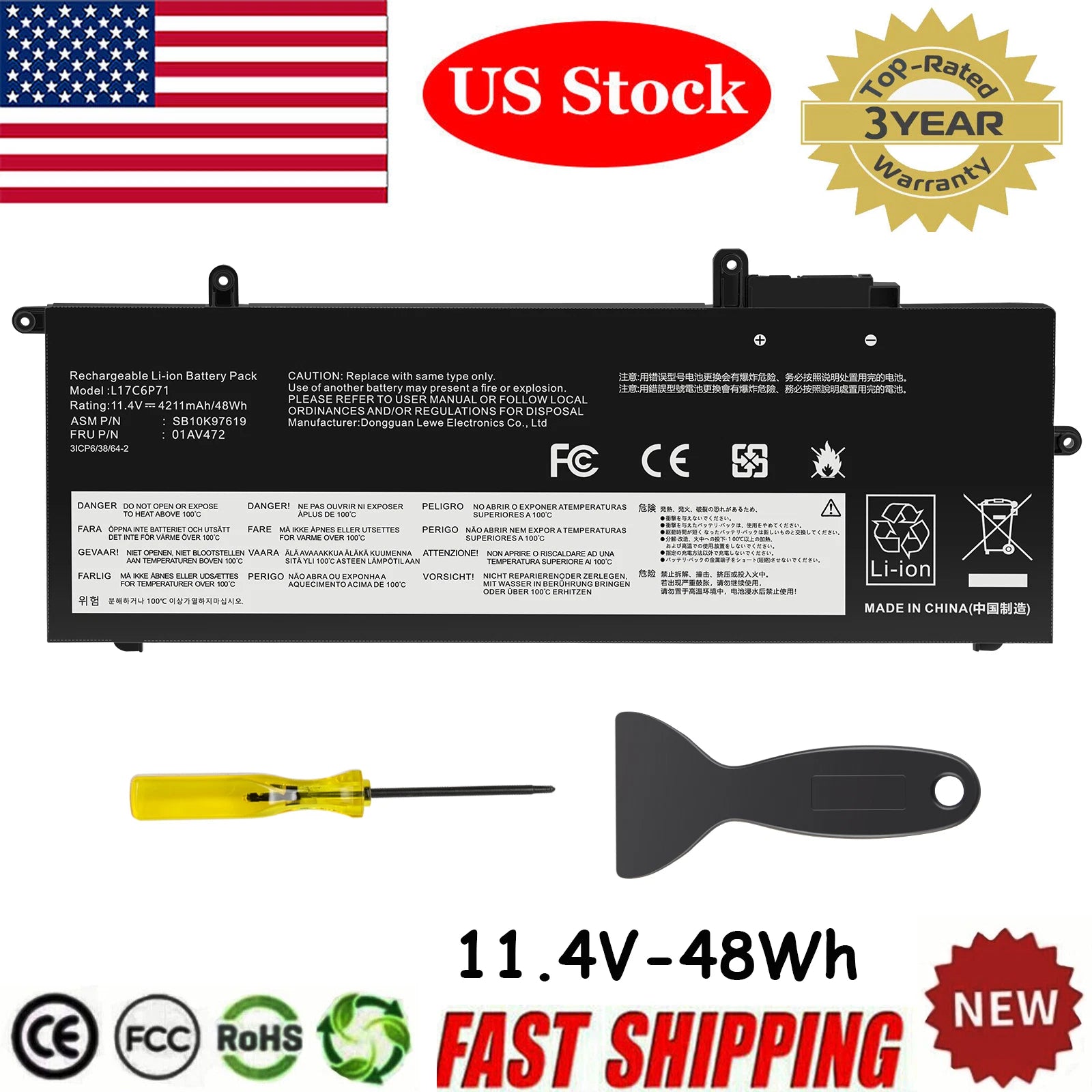 48Wh 01AV470 01AV485 L17L6P71 Battery For Lenovo ThinkPad X280 A285 L17M6P71