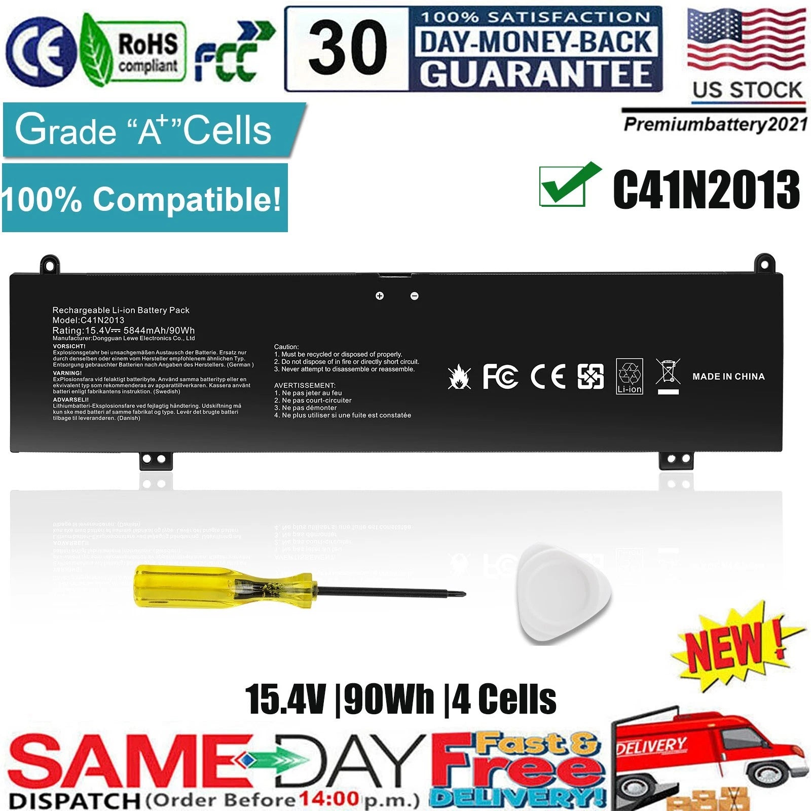 C41N2013 Battery For ASUS ROG Strix G15 G513 G17 G713 G713QM Zephyrus M16 GU603