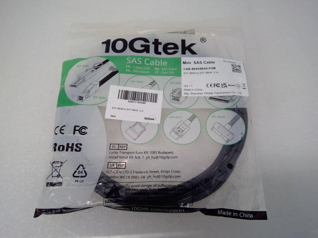 NEW 10Gtek CAB-8644/8644-P2M External HD Mini-SAS Cable SFF-8644 12Gbps 2M