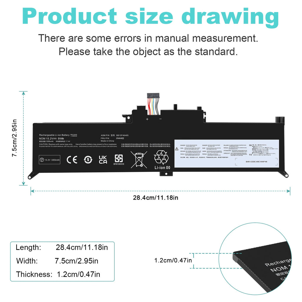 For Lenovo ThinkPad Yoga X380 12 X260 01AV432 SB10F46464 00HW026 00HW027 Battery