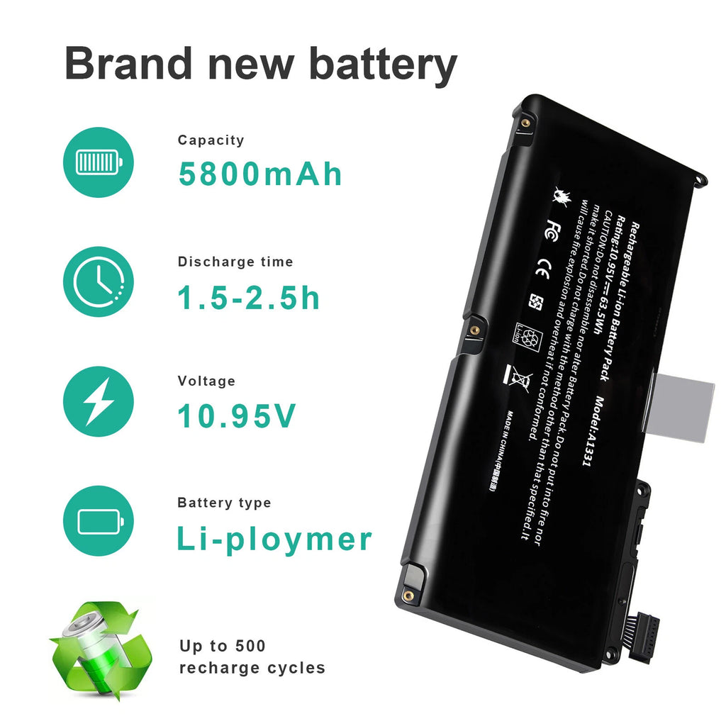 Battery A1331 for Apple MacBook 13" A1342 (White Unibody Late 2009-Mid 2010) PC