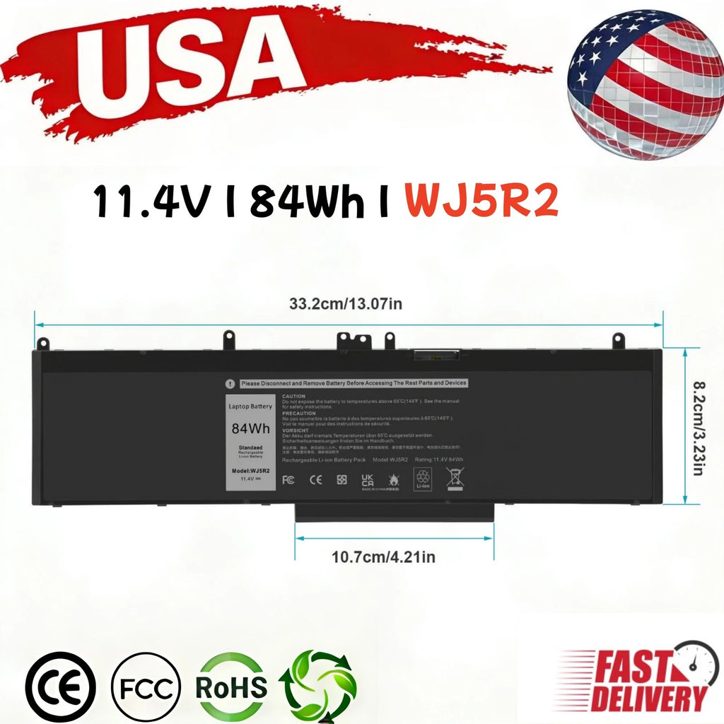 New WJ5R2 Battery for Dell Latitude 5570 E5570 Precision 3510 Series 4F5YV 84Wh