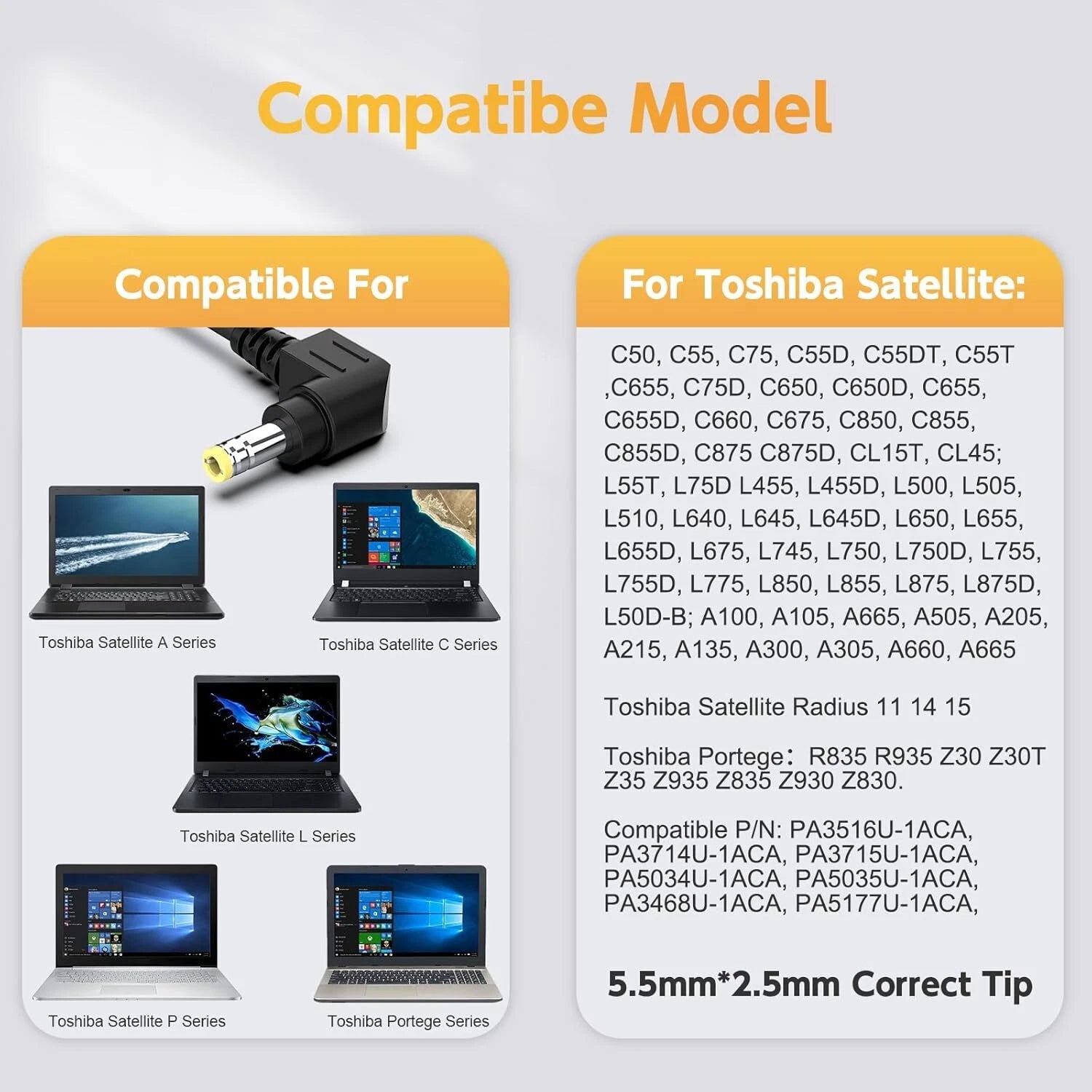 65w AC Adapter Charger Power Supply Cord For Toshiba Satellite PA3917U-1ACA USA