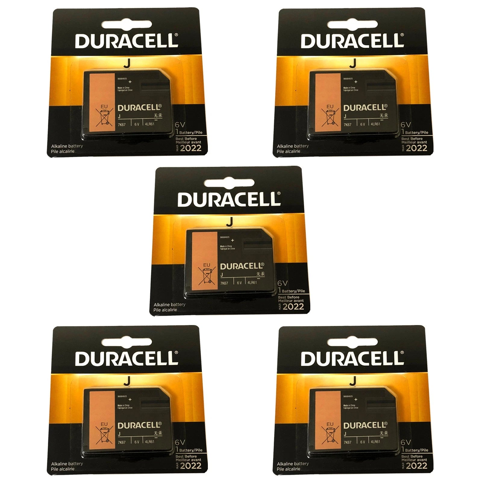 5x Duracell 7K67 6V Battery 1412A, 1412AP, 4018, 4LR61, 7K67, EN539, J, J539, KJ