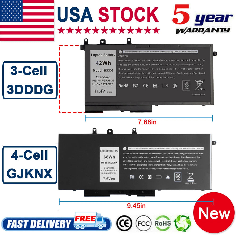 GJKNX 3DDDG Battery For Dell Latitude 5480 5580 5280 5490 5491 5580 5590 5591