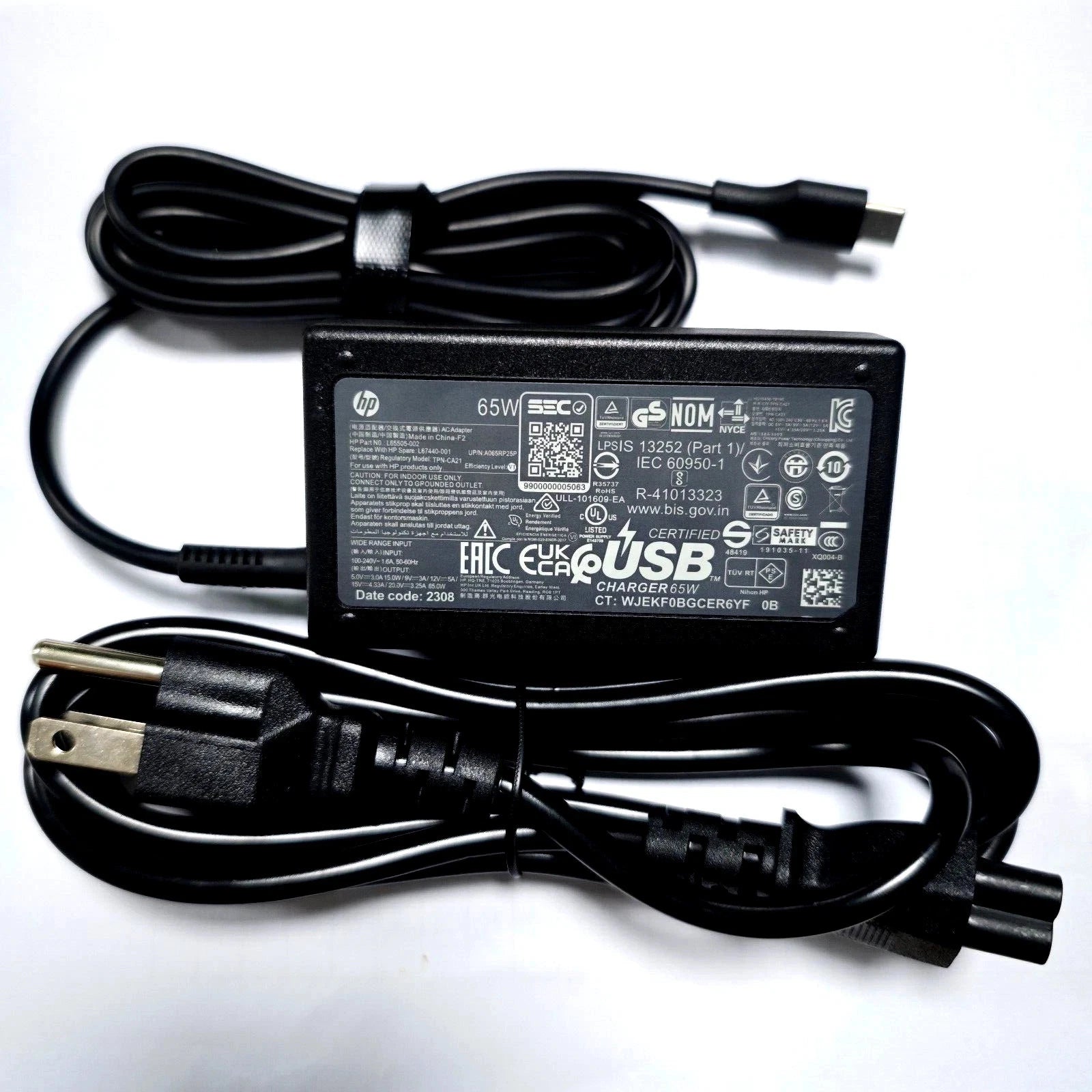 Genuine 65W USB C Type C AC Adapter Charger for HP EliteBook x360 830 840 850 G5