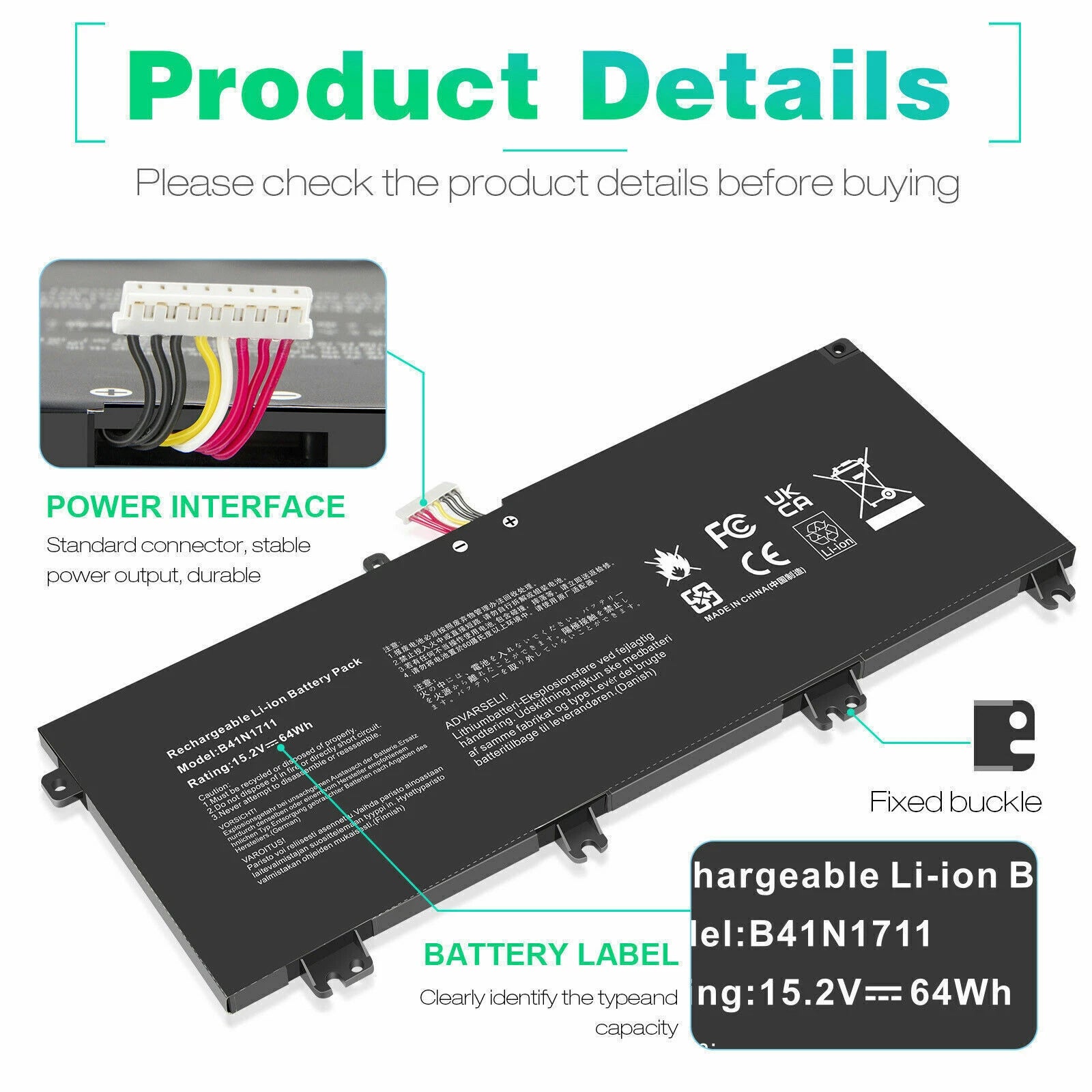 B41N1711 Battery For Asus TUF Gaming FX503VM FX63VD FX63VM GL503 GL703 B41BN95