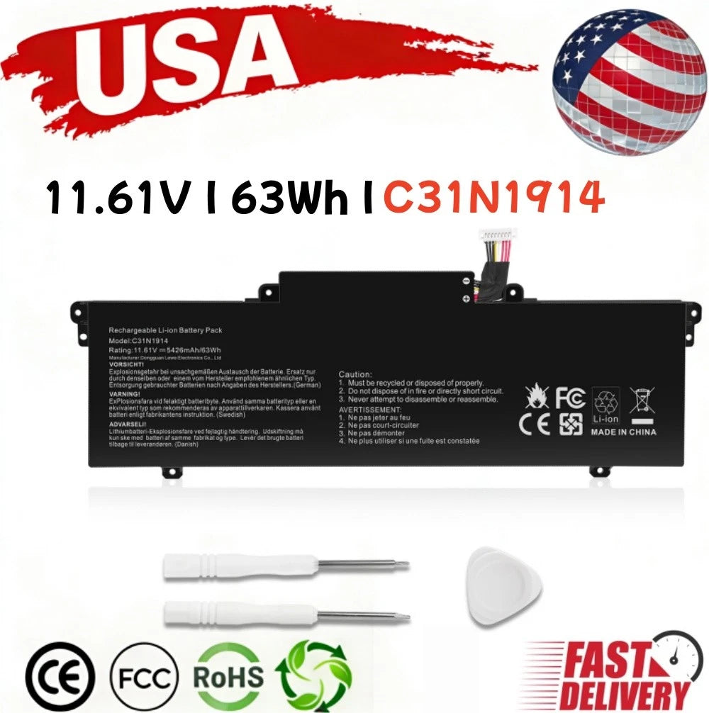 New Battery for Asus ZenBook 14 UX435EA UM425QA UX425UG UX435EG C31N1914 63WH