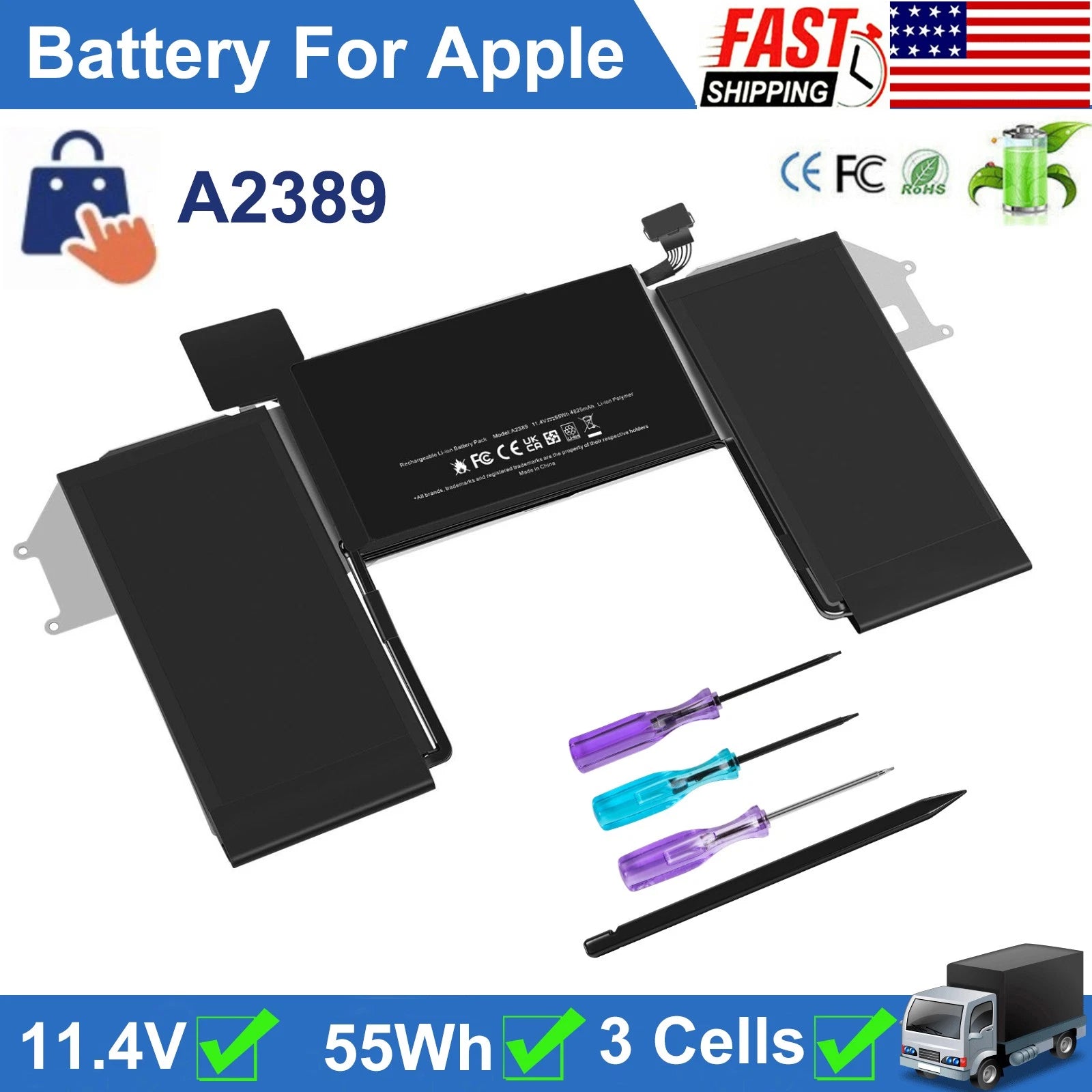 ?A2389 Laptop Battery for Apple MacBook Air 13" A2337 Air M1 Entry 2020 EMC 3598