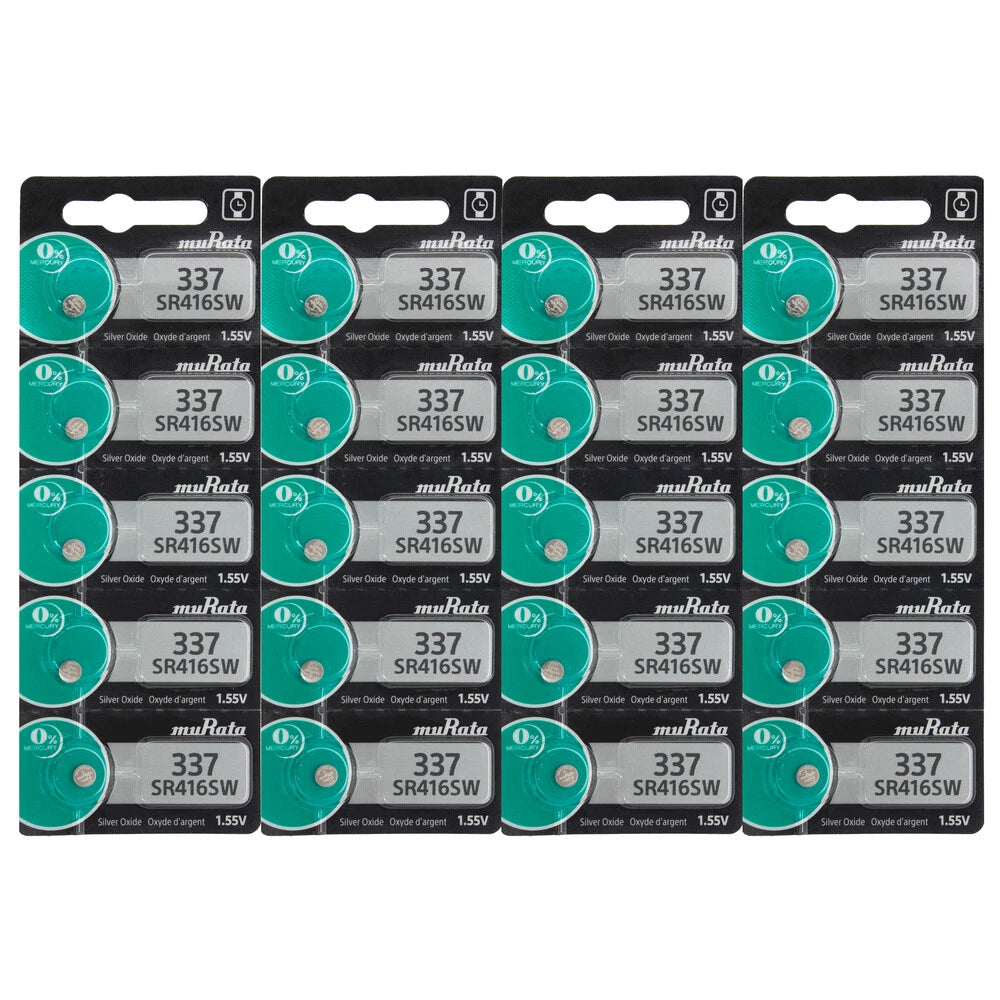 Murata 337 SR416SW V337 SR416 Silver Oxide Watch Batteries (20 Pcs) Fresh