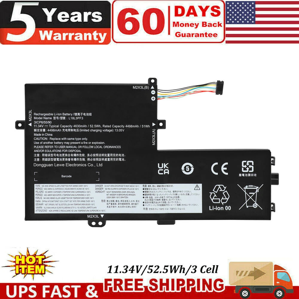 L18M3PF6 L18C3PF6 Battery for Lenovo IdeaPad S340-15IWL S340-15IIL 52.5Wh