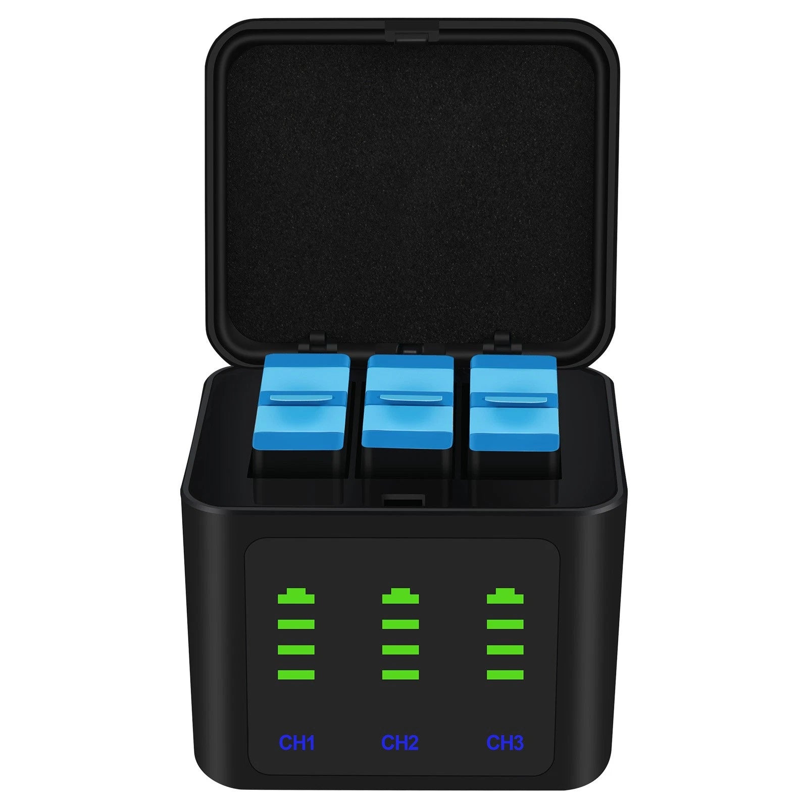 3-Pack Hero 11 Battery & 3-Channel Charging Station for GoPro Hero 11 10 9 Black