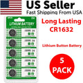5 PACK FRESH LONG LIFE CR1632 ECR1632 1632 3V Lithium Coin Battery Expire 2031