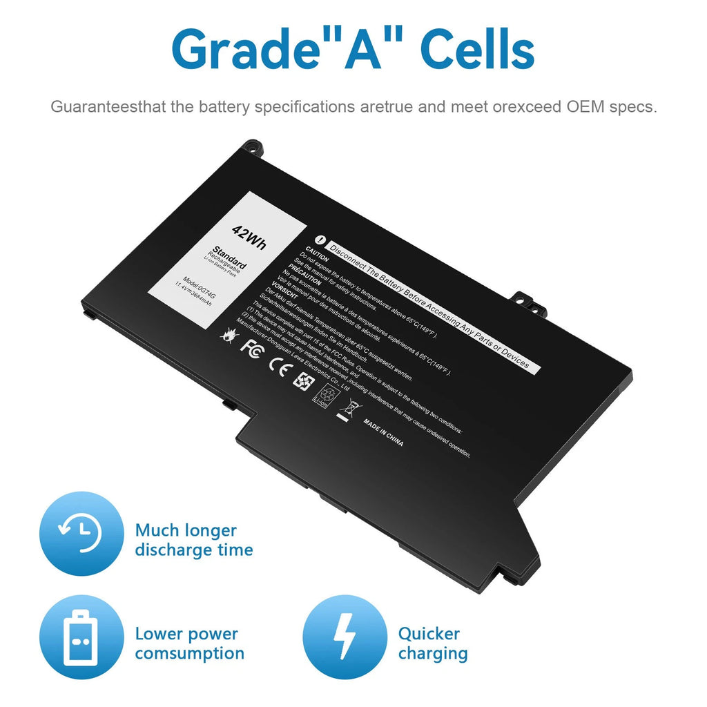 New OG74G Battery for Dell Latitude 5300 5310 2-in-1 5300 7300 7400 Series 42wh