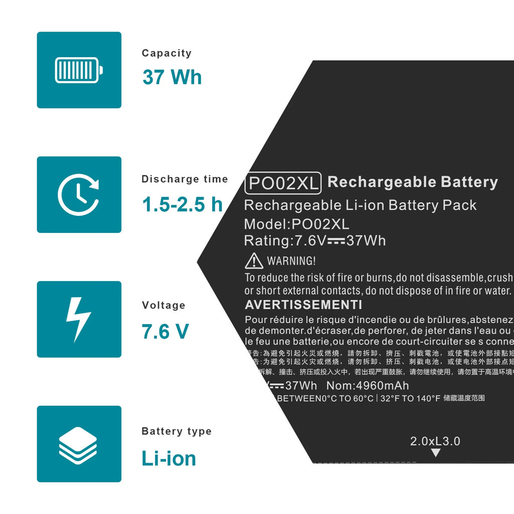 PO02XL Battery for HP Stream 11-R 11-R010NR 11-R015WN 11-R015WN 11-Y 11-Y010WM