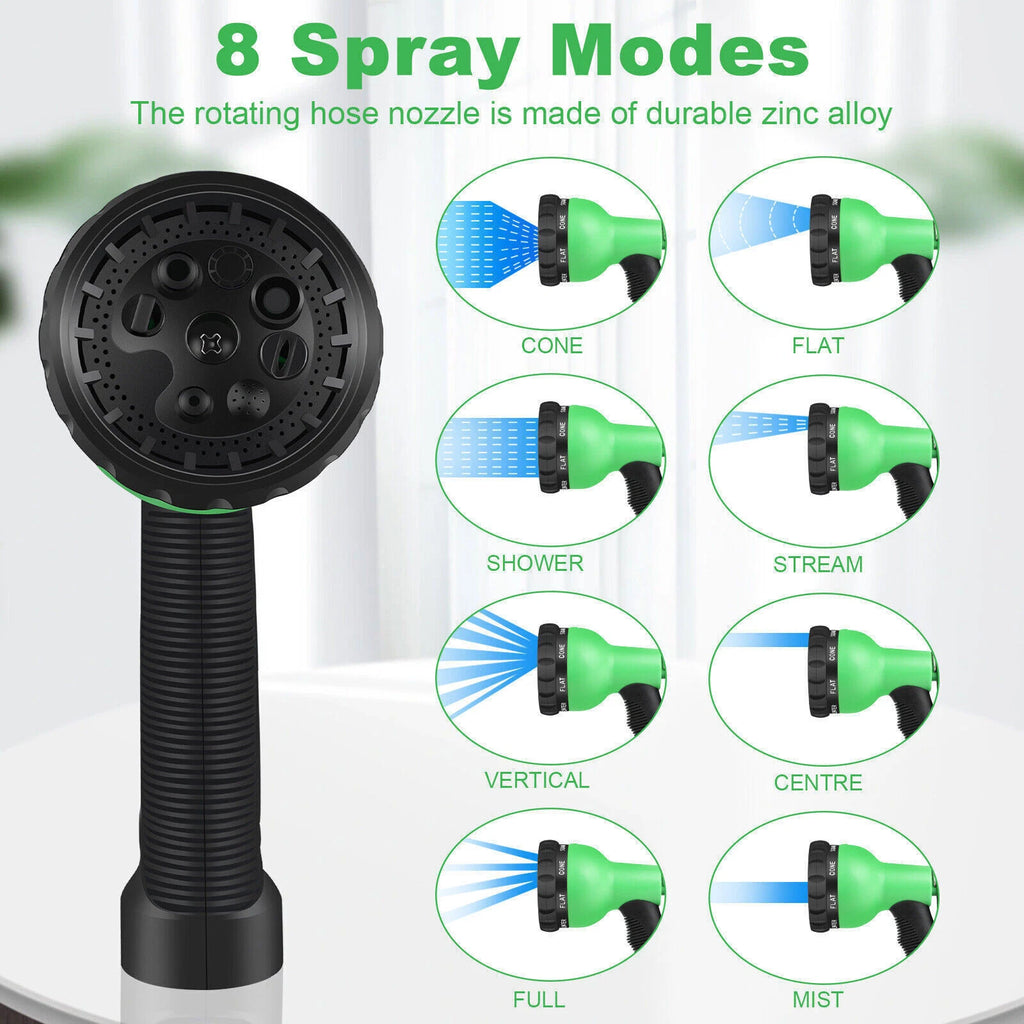 Heavy Duty Flexible Expandable Garden Water Hose Pipe & Rugged Spray Gun Black