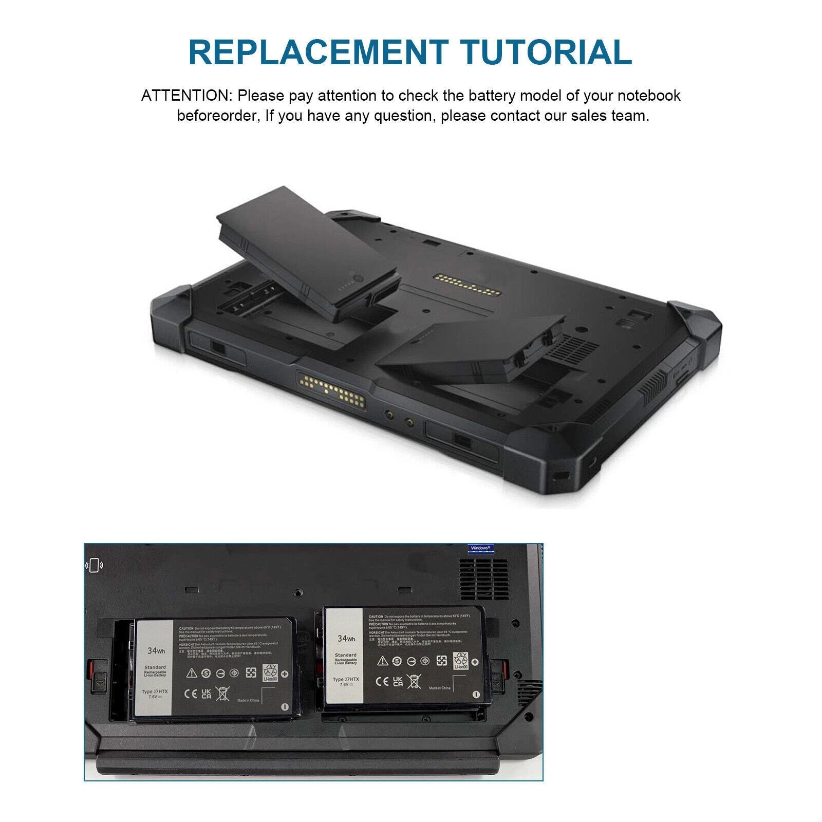 Lot J7HTX Battery For Dell Latitude 12 7202 12 7212 7220 7XNTR 0FH8RW 34WH