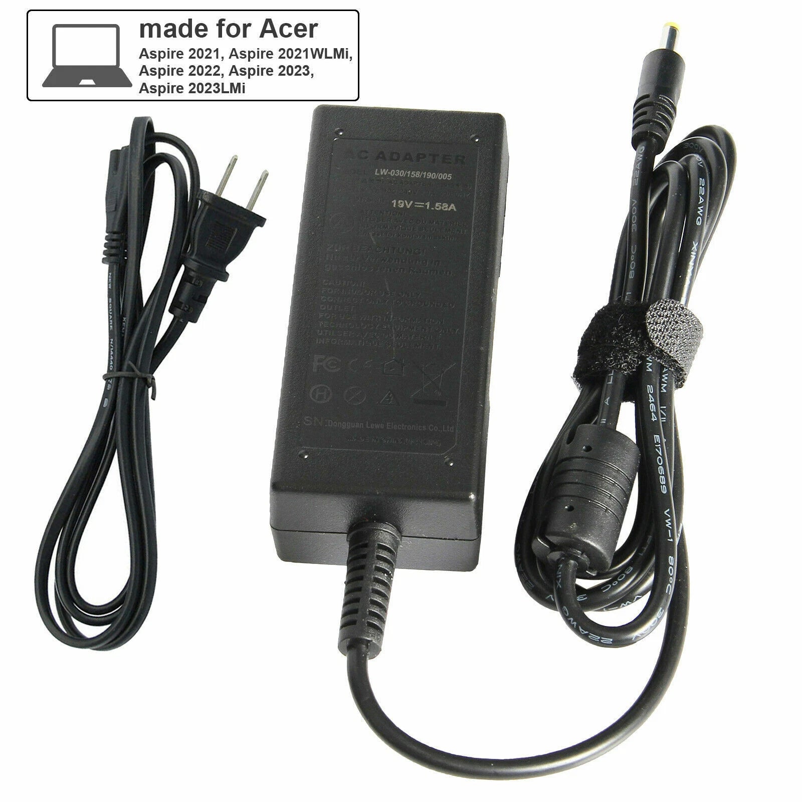 Charger For Lenovo Ideapad 100-15-80MJ0018US, 100S 14' 80R9, 100S-14IBR +US Cord