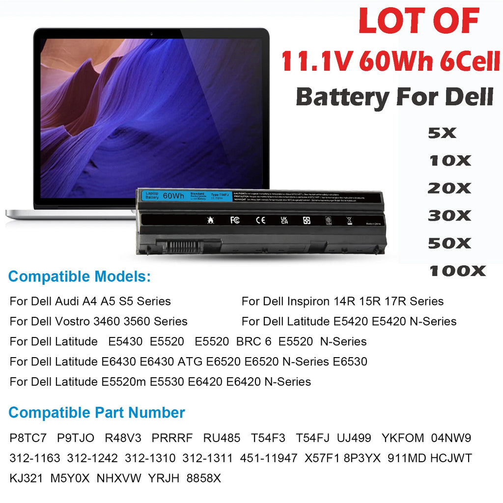 ??LOT OF T54FJ 8858X 7420 Battery For Dell Latitude E5420 E6420 E6430 E6520 60WH