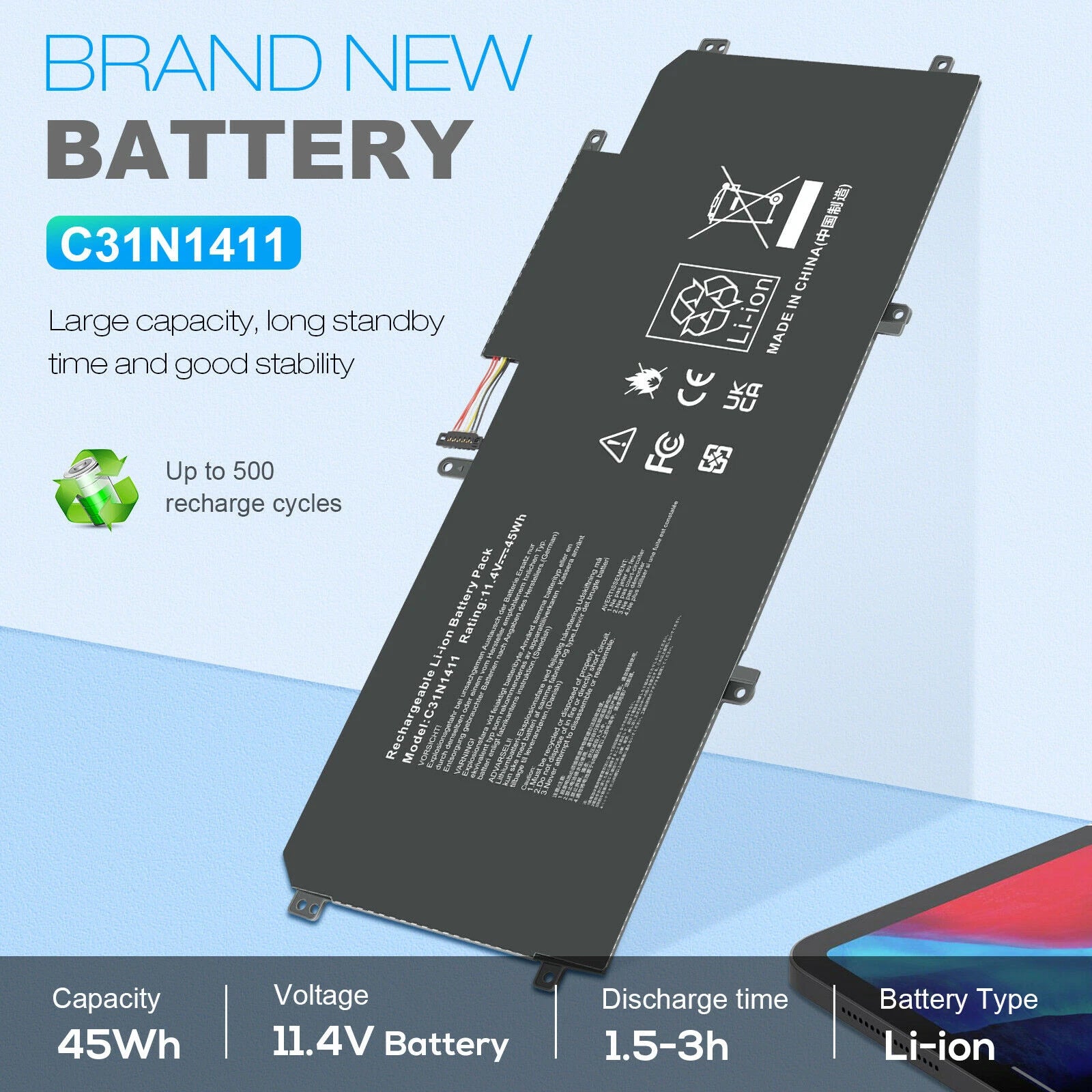 ??C31N1411 Battery For Asus ZenBookUX305 UX305F UX305FA UX305C UX305CA U305 45Wh