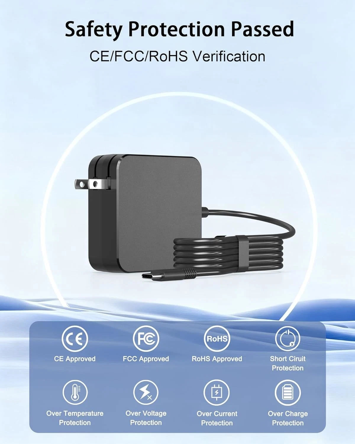 65W Type USB C Laptop Charger for Hp CHROMEBOOK Dell Lenovo Power Acer Adapter