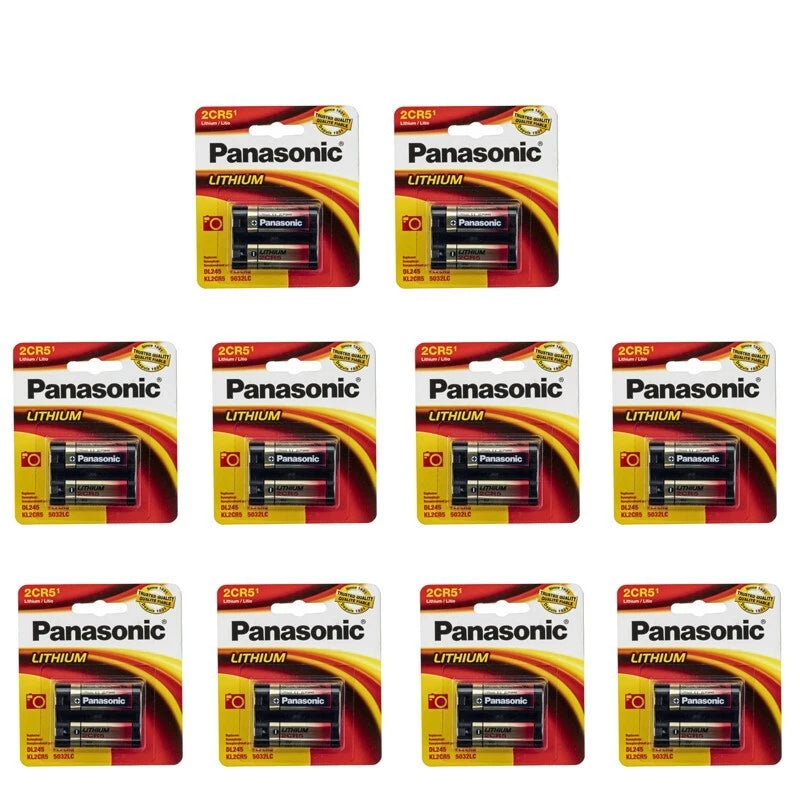 10 x Panasonic 2CR5 6V Lithium Battery, DL45, KL2CR5, 5032LC NEW