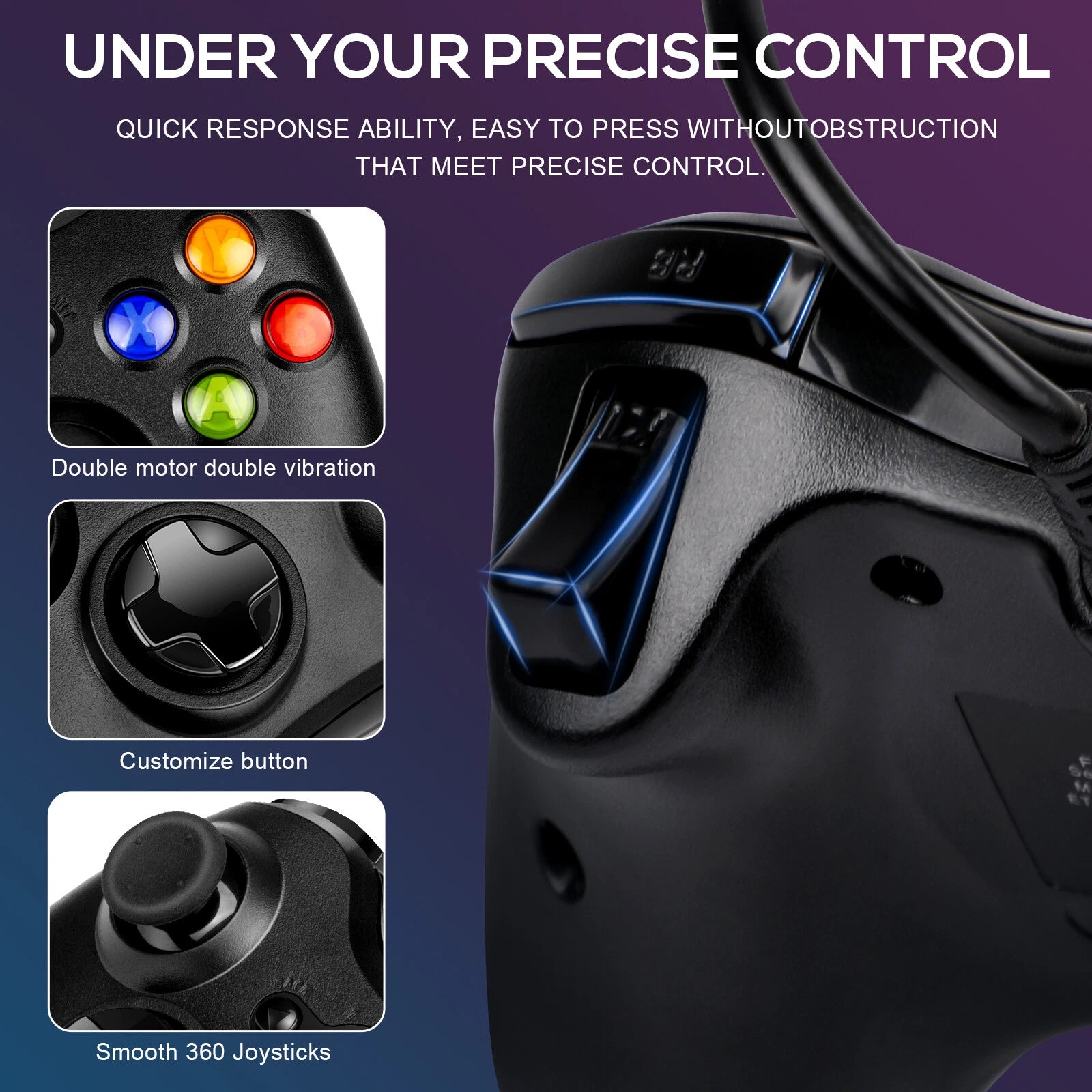 Wired Controller USB For PC Compatible With Xbox 360 / Windows 7 8 10 11 Gamepad