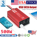 500W/1000W Dual DC 12V to 110V AC Outlets Power Inverter Car Adapter 2 USB Ports