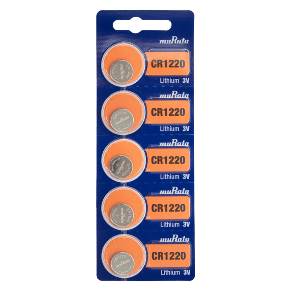 Murata CR1220 40mAh 3V Lithium (LiMnO2) Coin Cell Watch Battery - 5 Pieces