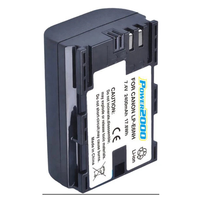 2x Power2000 LP-E6P LPE6 2600 mAH 7.4V Lithium Rechargeable Battery