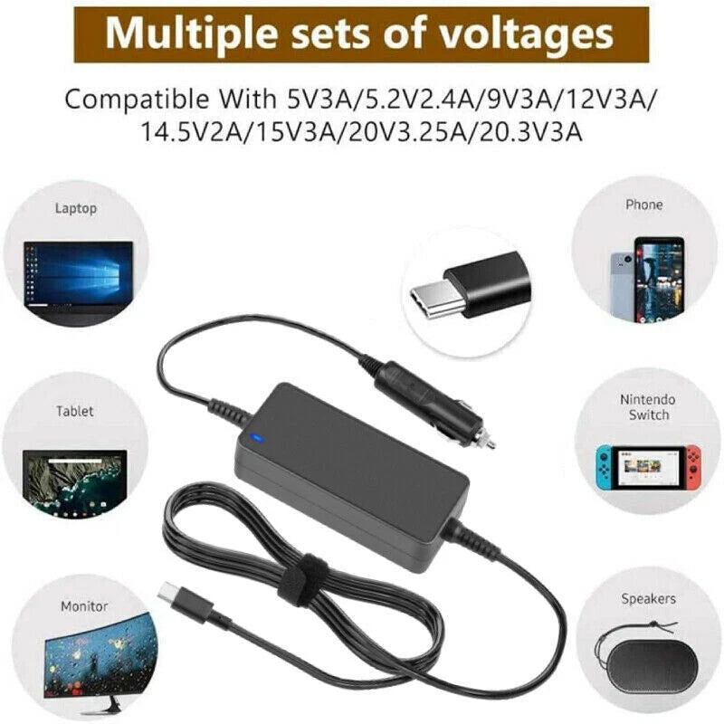 USB-C Type C Laptop 65W Charger Car Travel Charger Power Adapter Universal PD3.0