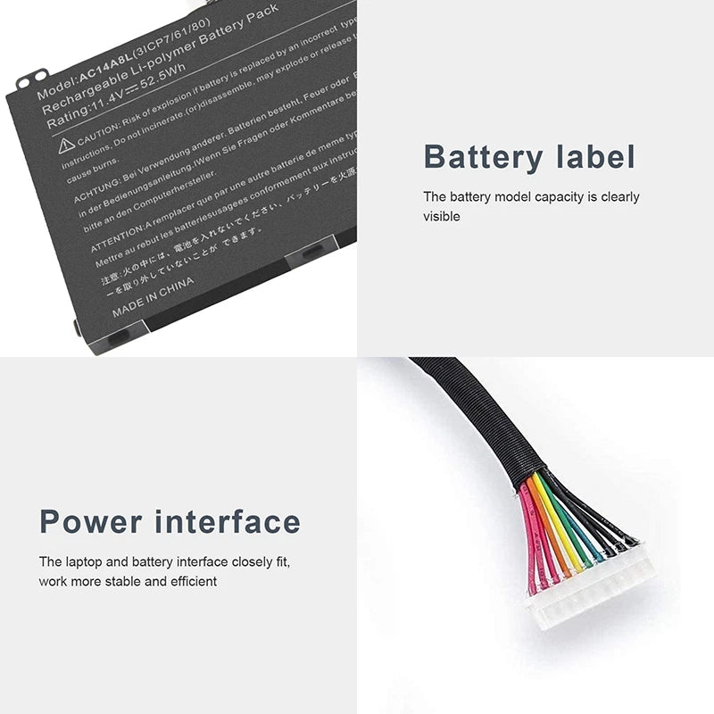 AC14A8L Battery for Acer Aspire VN7-571 VN7-591G VN7-592 VN7-791 52.5Wh