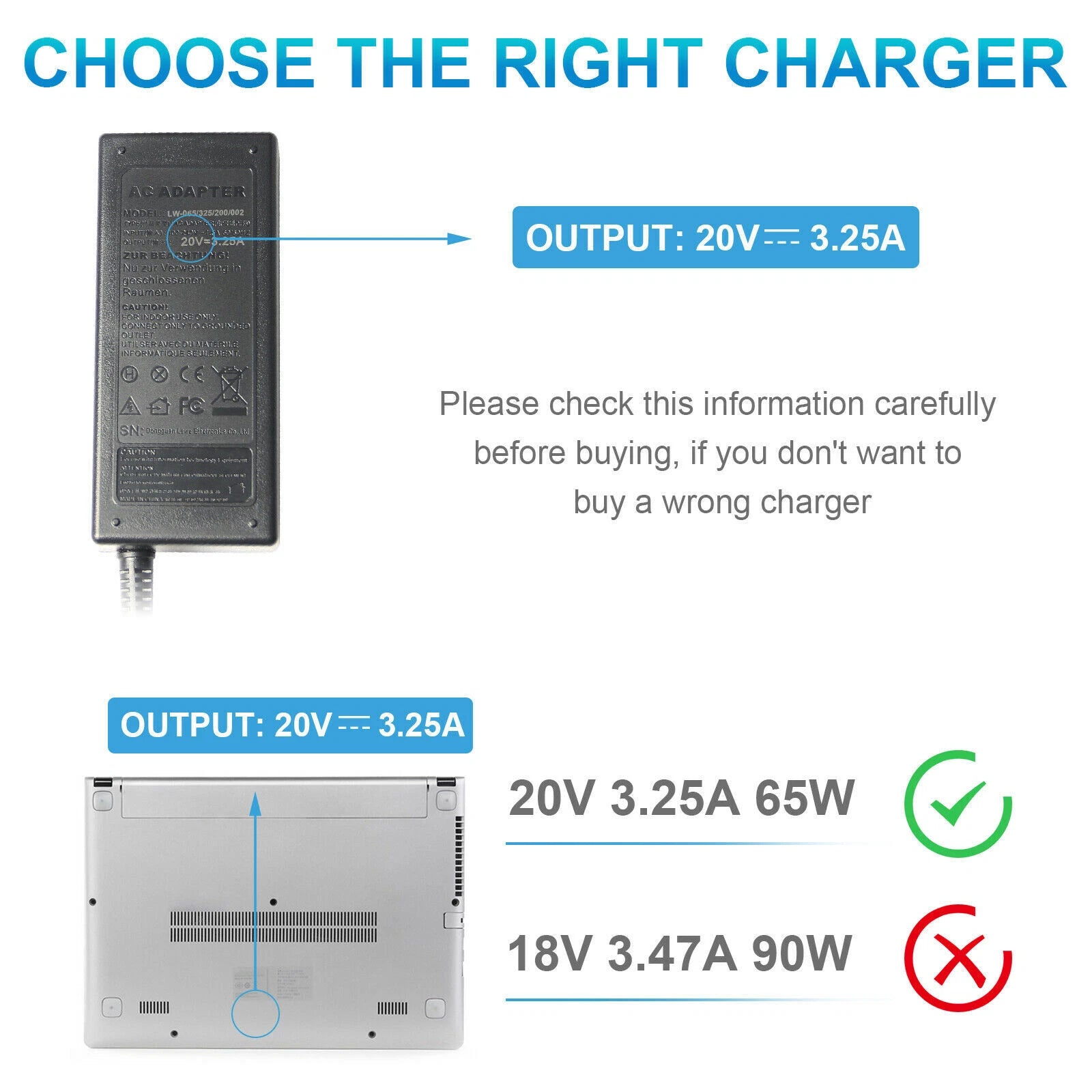 65W 20V AC Adapter Charger For Lenovo ideapad Y510P Z570 G570 P500 G580 V570
