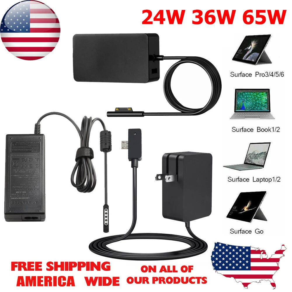 24W 36W 65W Adapter for Microsoft Surface Pro Book Laptop 1 2 3 4 5 6 7 Charger