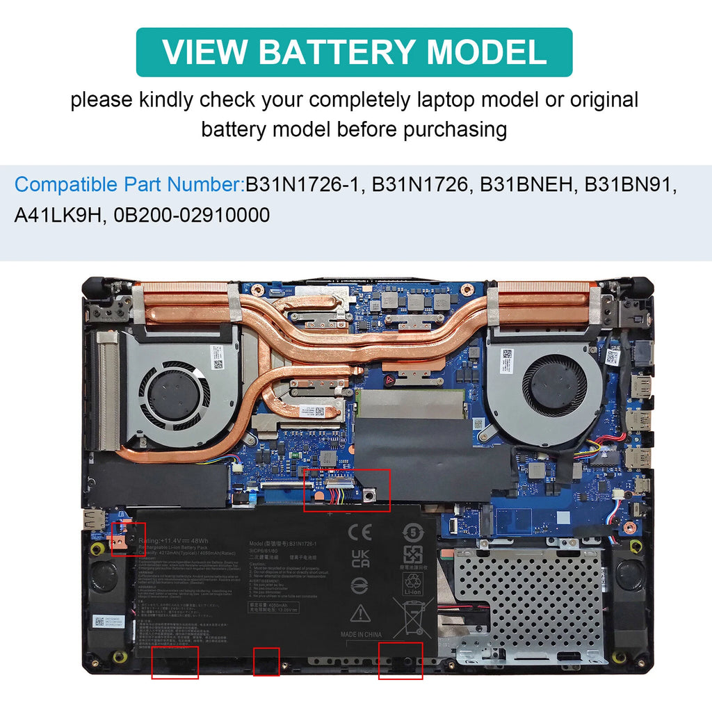 ?B31N1726 Battery For ASUS ROG Strix G15 G512 G512LI G531 G531G FX86 48wh
