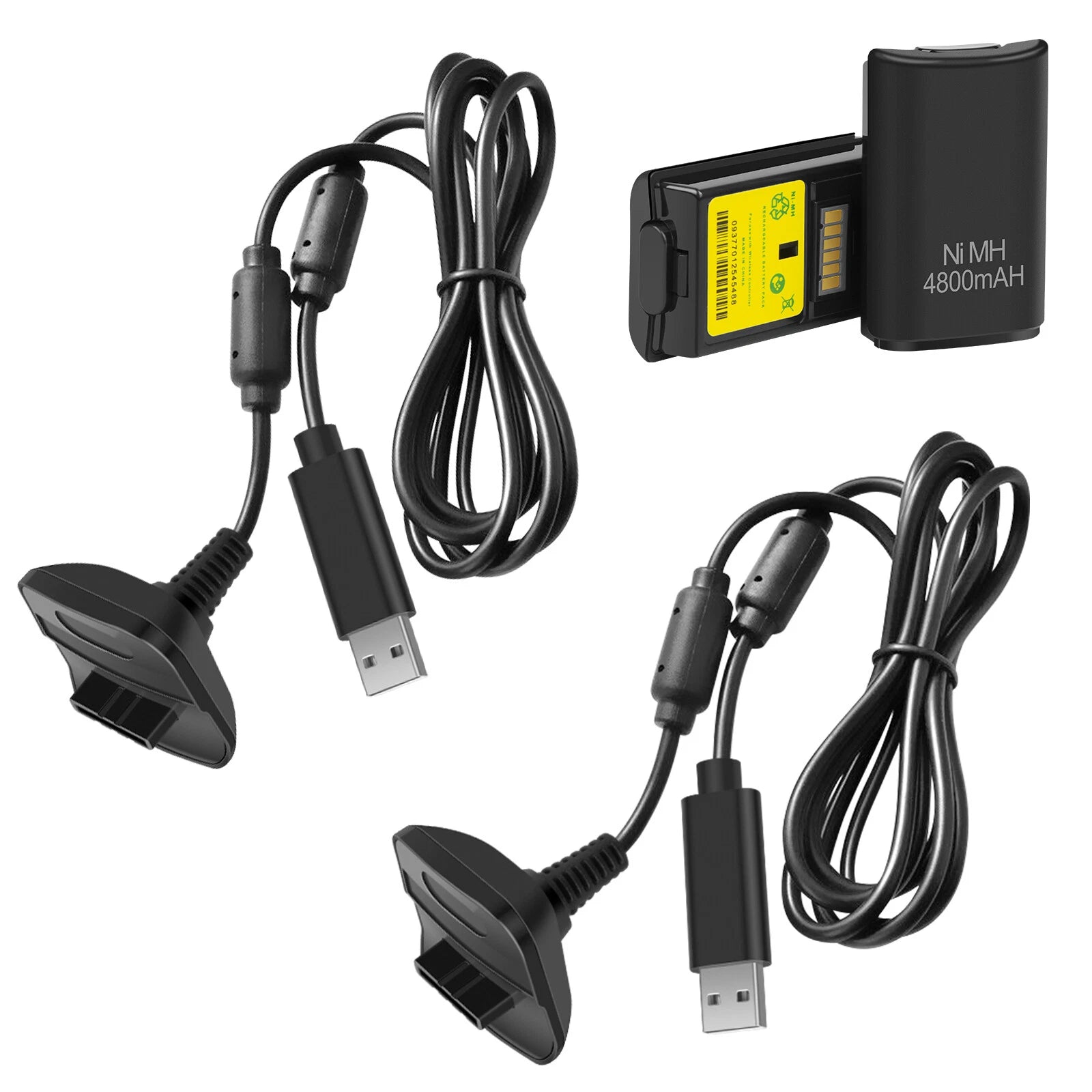 For Xbox 360 Wireless Controller Dual Rechargeable Battery Packs + Charger Cable
