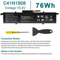 76WH C41N1908 Battery For ASUS ROG Zephyrus G14 GA401 GA401I GA401IH GA401QM NEW