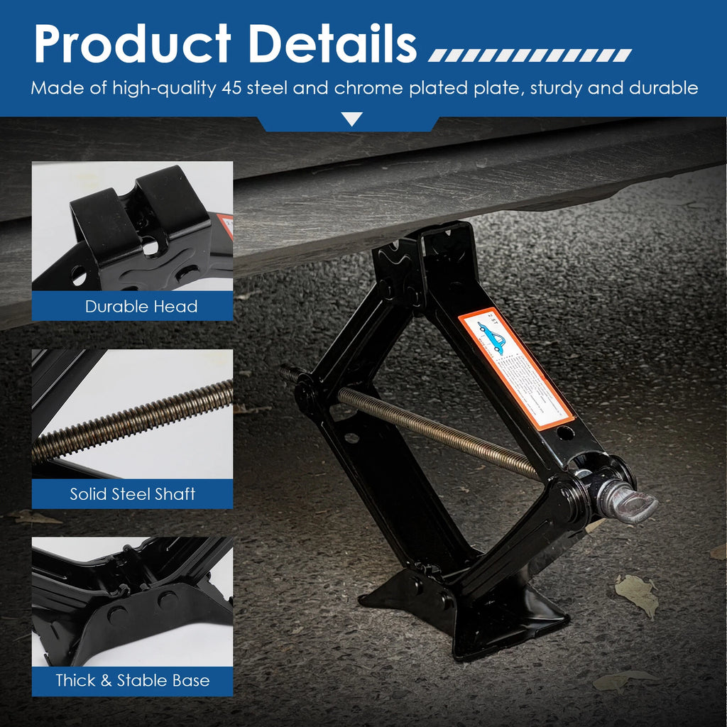 2.5T Scissor Jack Handle Crank Tool Car Van Garage W/Tire Wheel Lug Wrench Jack