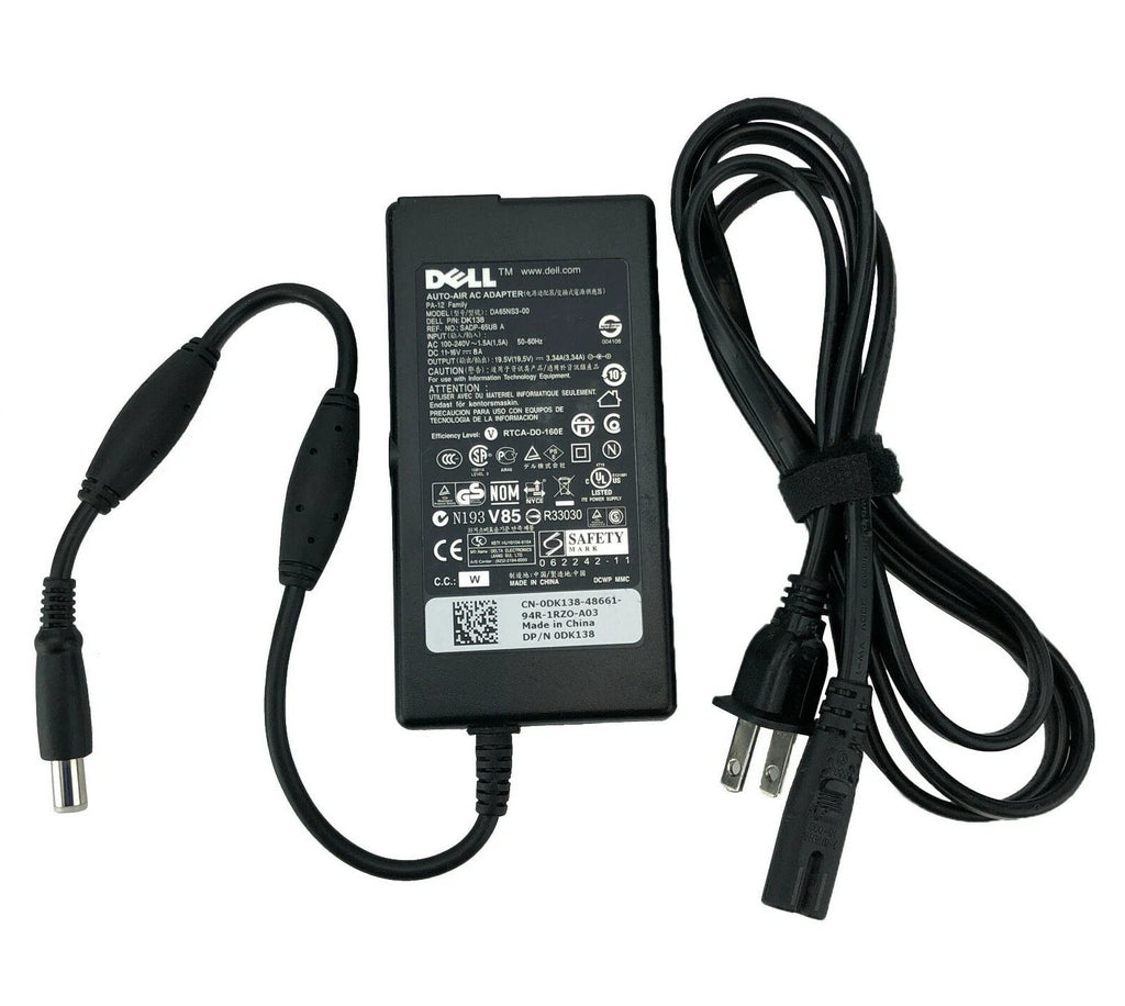 NEW Genuine Dell Slim Auto Air AC Adapter 19.5V 3.34A DA65NS3-00 Charger 7.4mm