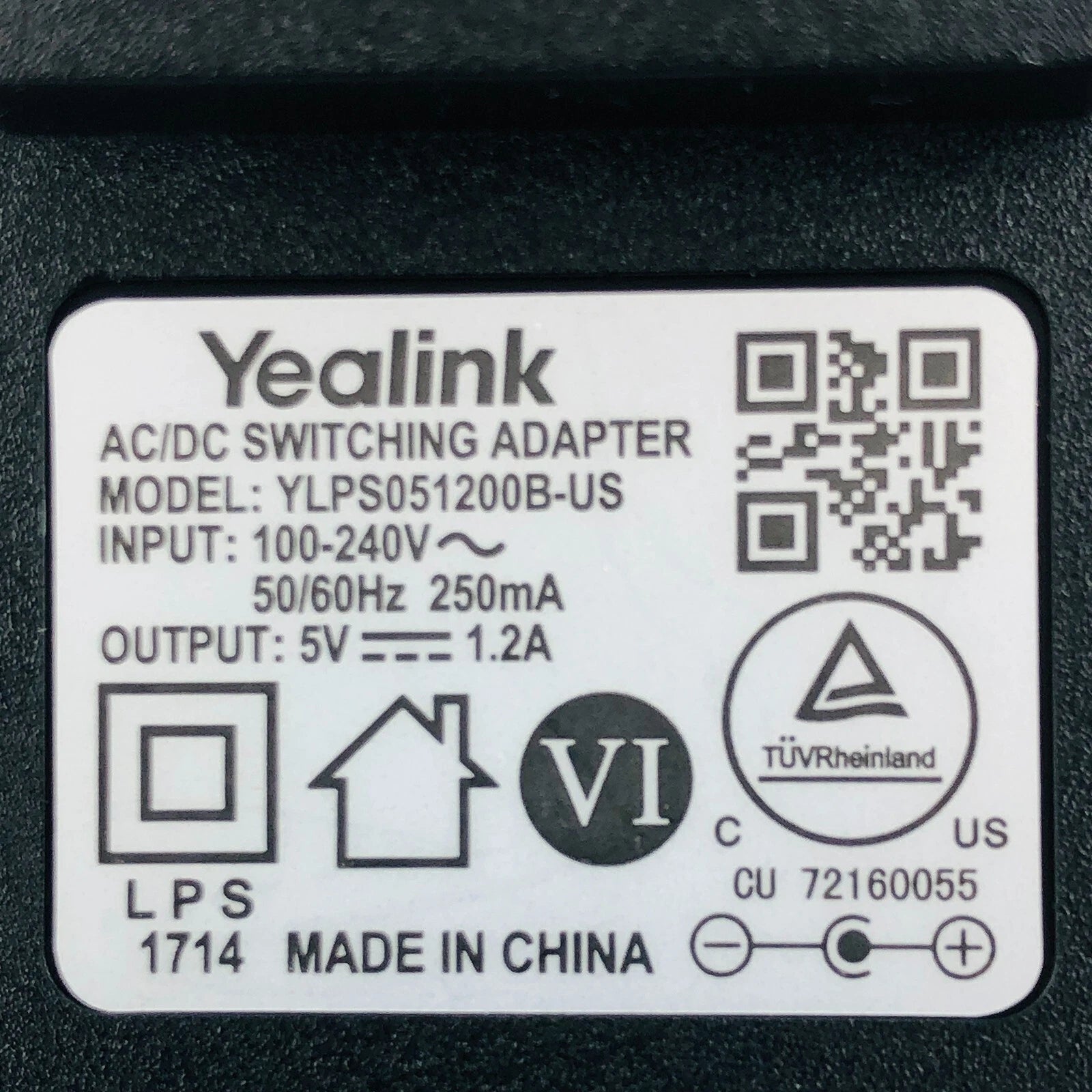 YLPS051200B-US AC/DC Switching Power Supply Adapter 5V 1.2A