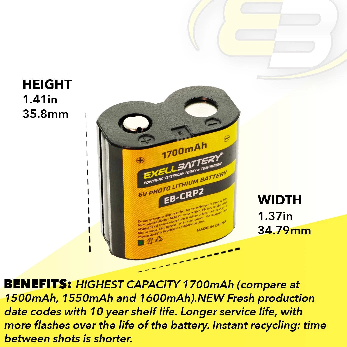 10x 6V 1700mAh CRP2 Photo Battery Compatible With 223 23-175 2CR-P2 5024LC 6204