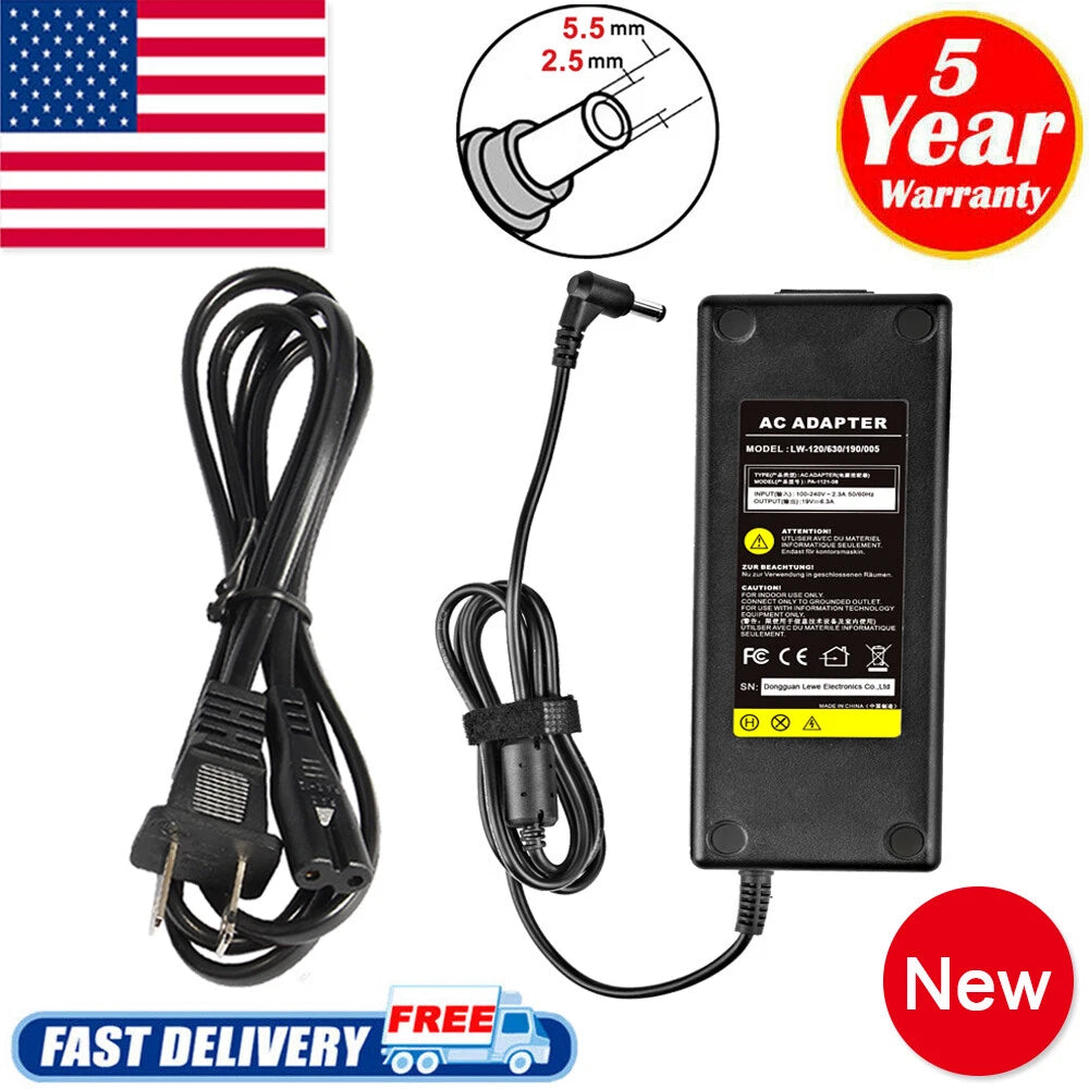 19V 6.32A 120W AC Power Supply Adapter Charger For ASUS ROG MSI Laptop 5.5*2.5mm