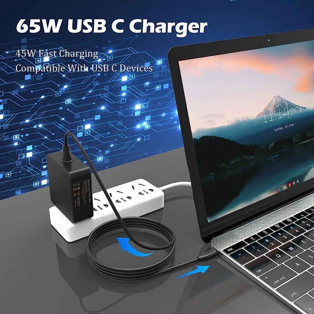 65W USB-C Type-C Adapter Laptop Charger For Lenovo/HP/Samsung/Acer Chromebook