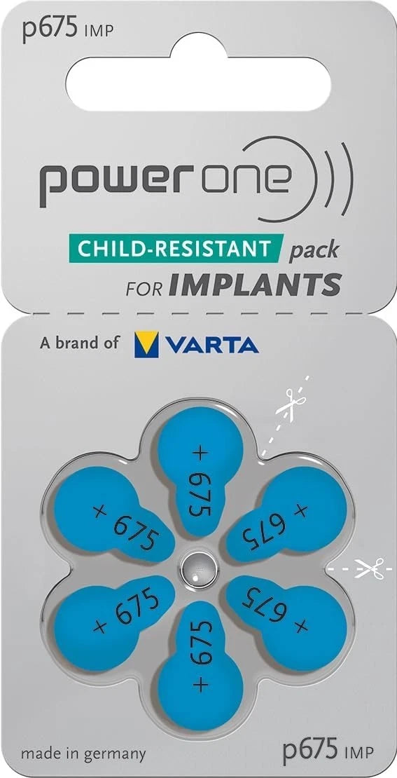 120 Cochlear Implant plus Hearing Aid Batteries by Powerone P675 675