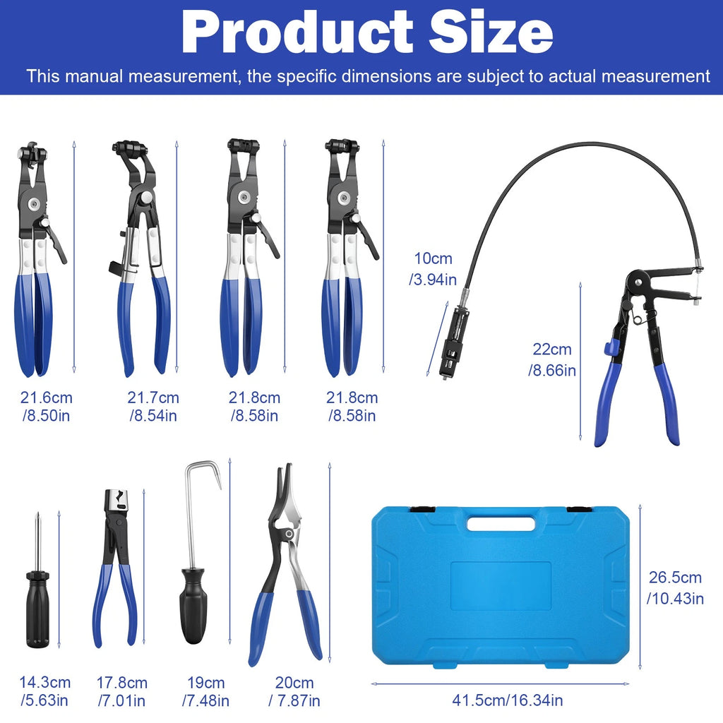 9pc Wire Hose Clamp Clip Pliers Set Swivel Jaw Fuel Oil Water Hose Auto Tool Kit